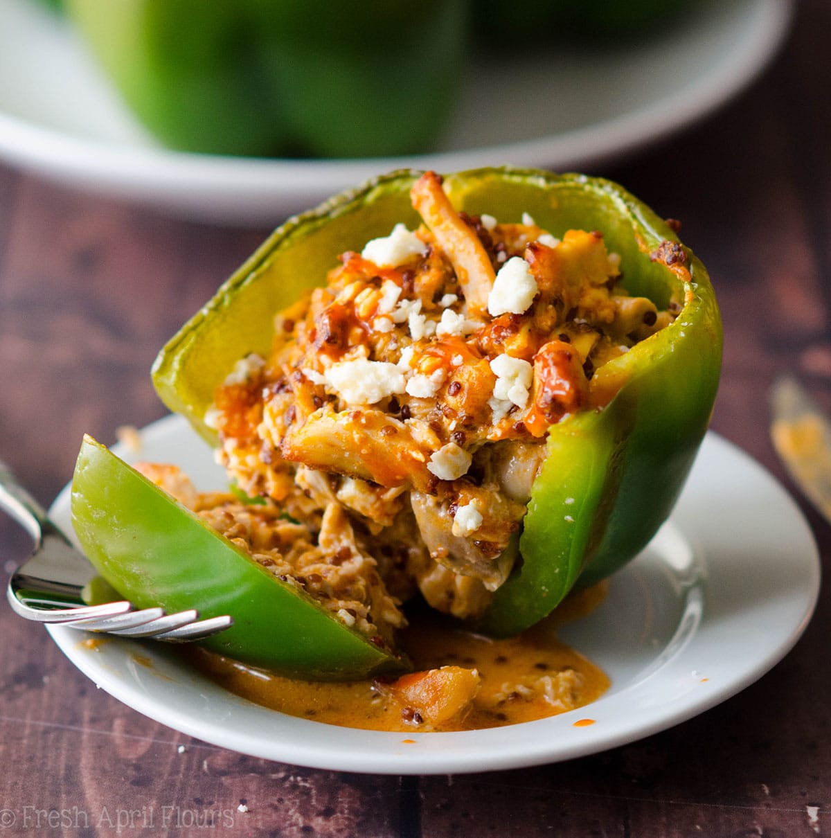 Buffalo Chicken Stuffed Peppers: An easy, make-ahead weeknight meal that makes great leftovers and can be easily doubled to feed a crowd or larger family.