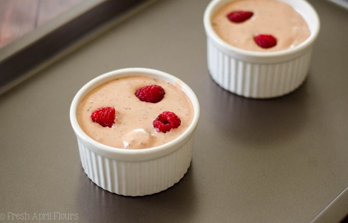 Chocolate Raspberry Goat Cheese Cheesecakes (For 2): Simple, personal sized, gluten free cheesecakes made with chocolate raspberry goat cheese and fresh raspberries.