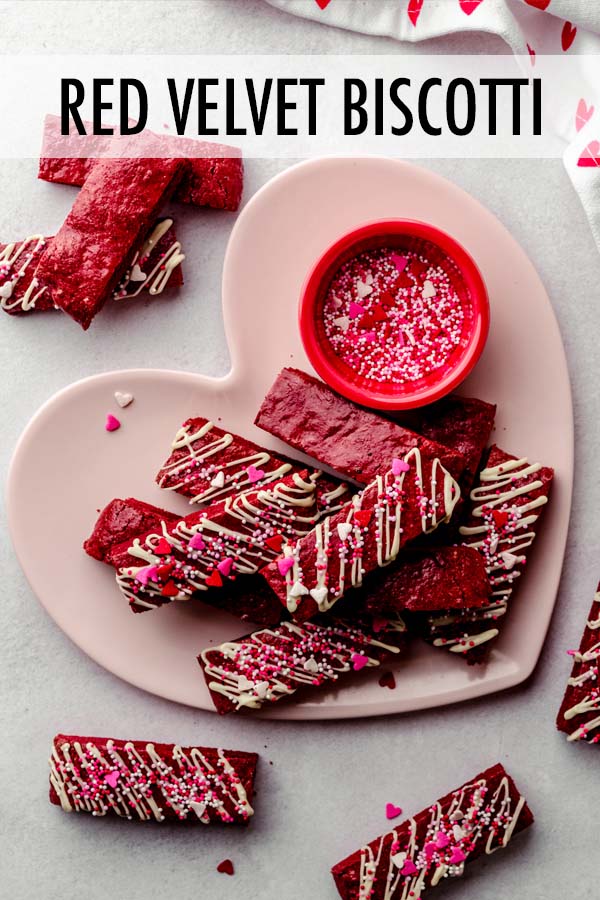 These red velvet biscotti are incredibly easy to make thanks to the red velvet cake mix. Perfect with a cup of coffee, tea, or hot cocoa! via @frshaprilflours