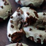 Baked Mint Chocolate Chip Donuts: Simple chocolate chip donuts topped with a simple mint glaze.