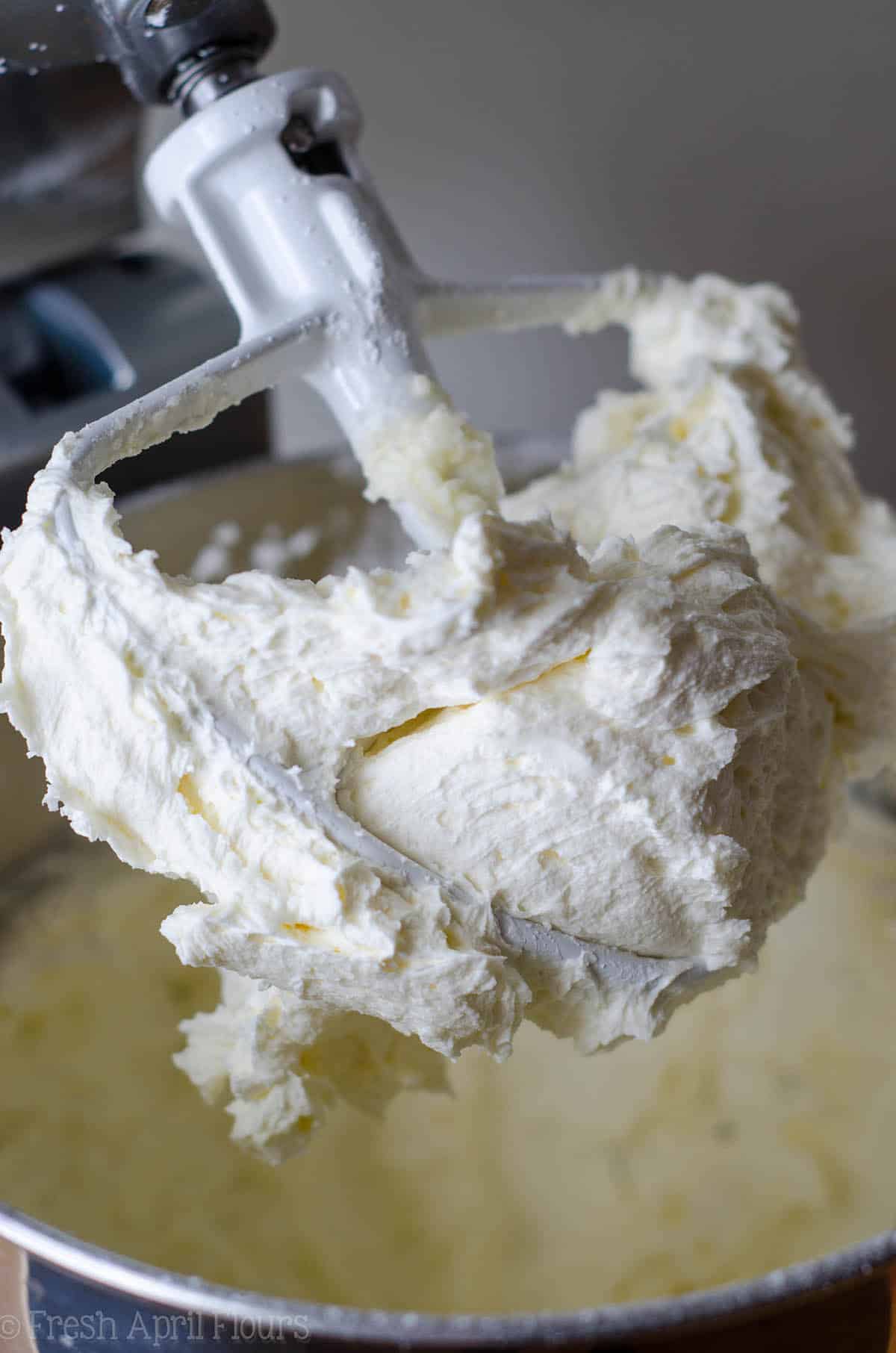 whipped cream buttercream on a stand mixer paddle