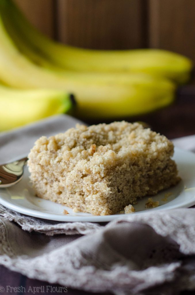 Banana Crumb Snack Cake: A simple and perfectly moist banana cake with a fine sandy crumb topping.