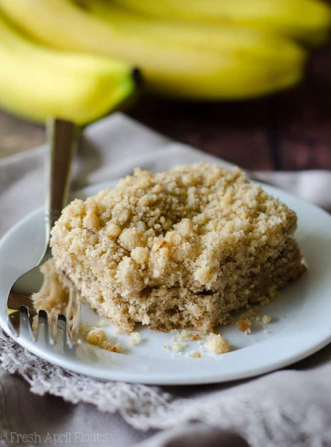 Banana Crumb Snack Cake: A simple and perfectly moist banana cake with a fine sandy crumb topping.