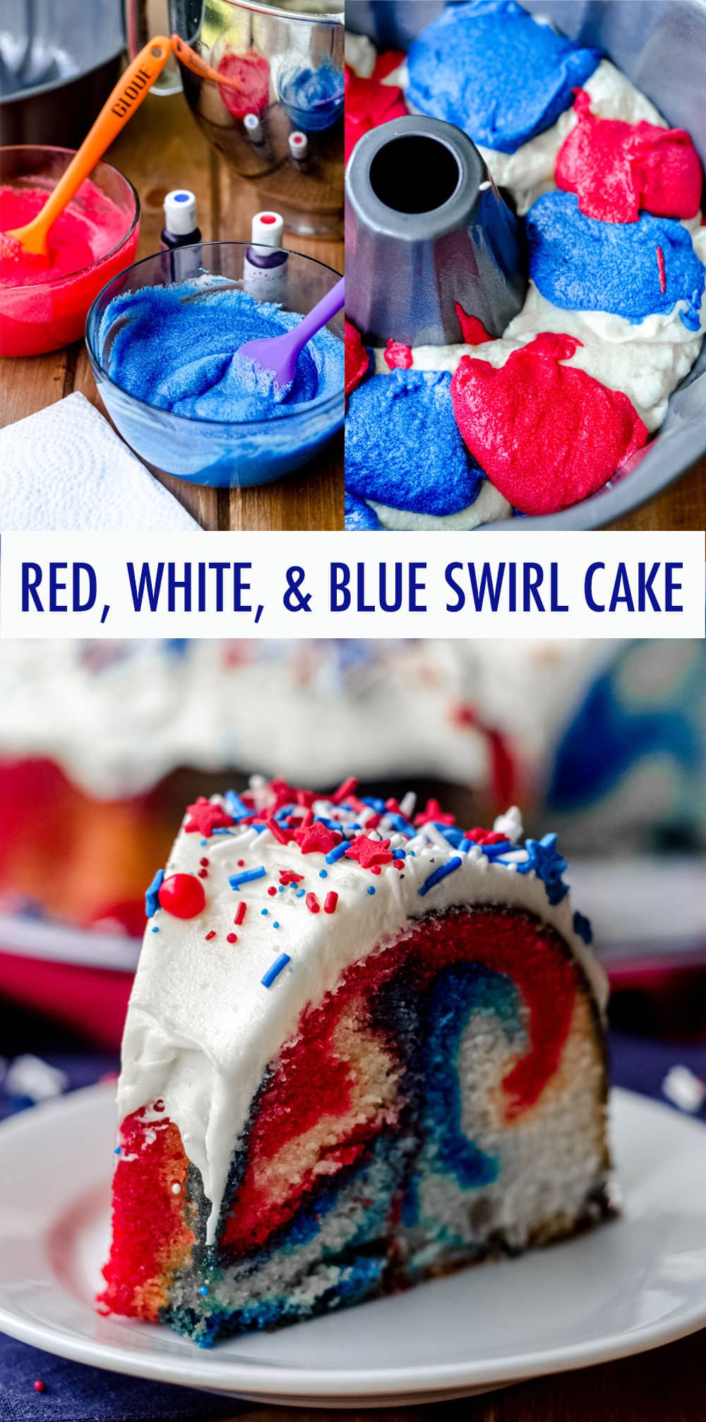 Red, White, & Blue Swirl Bundt Cake - Fresh April Flours