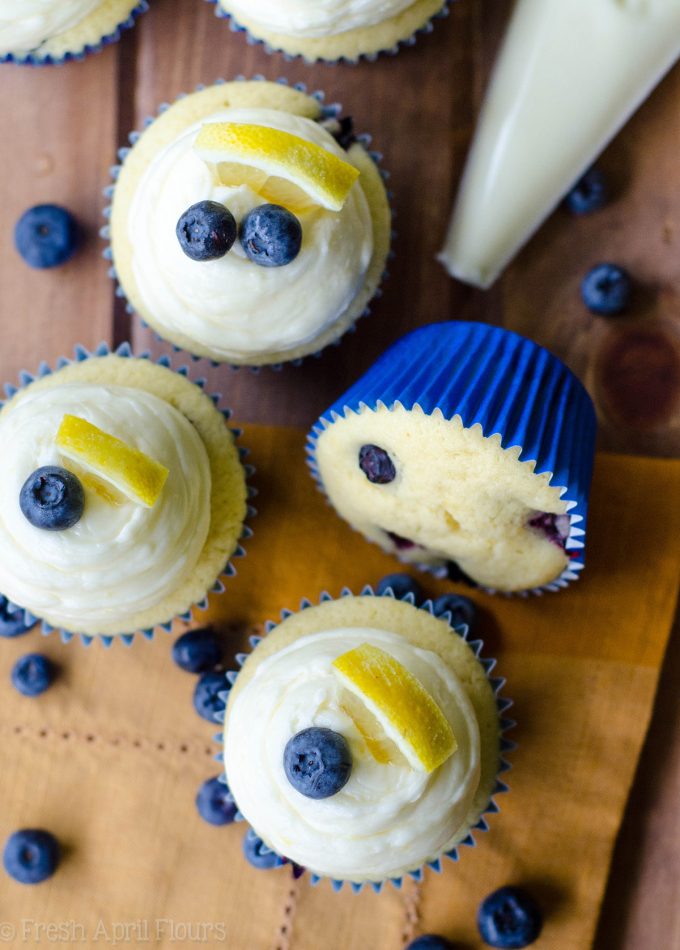 Blueberry Lemon Cupcakes with Lemon Buttercream: Tangy lemon cupcakes bursting with sweet and juicy blueberries, topped with a creamy lemon buttercream.