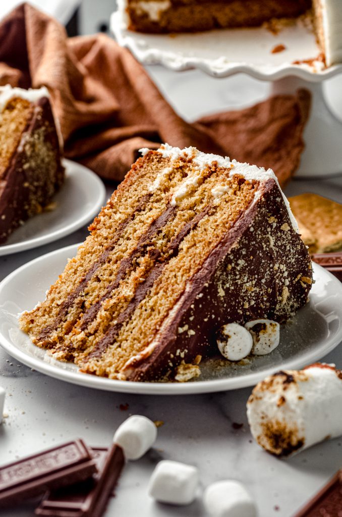 The Ultimate S'mores Cake With Toasted Marshmallow Fluff Frosting