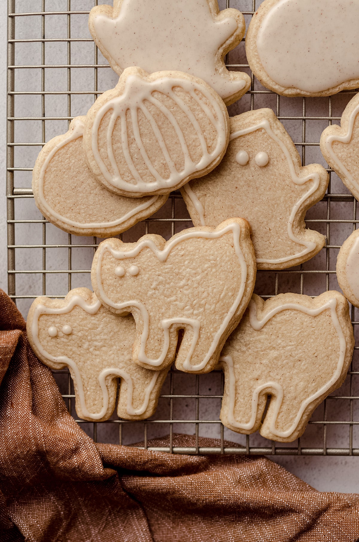 cat shaped pumpkin spice sugar cookies