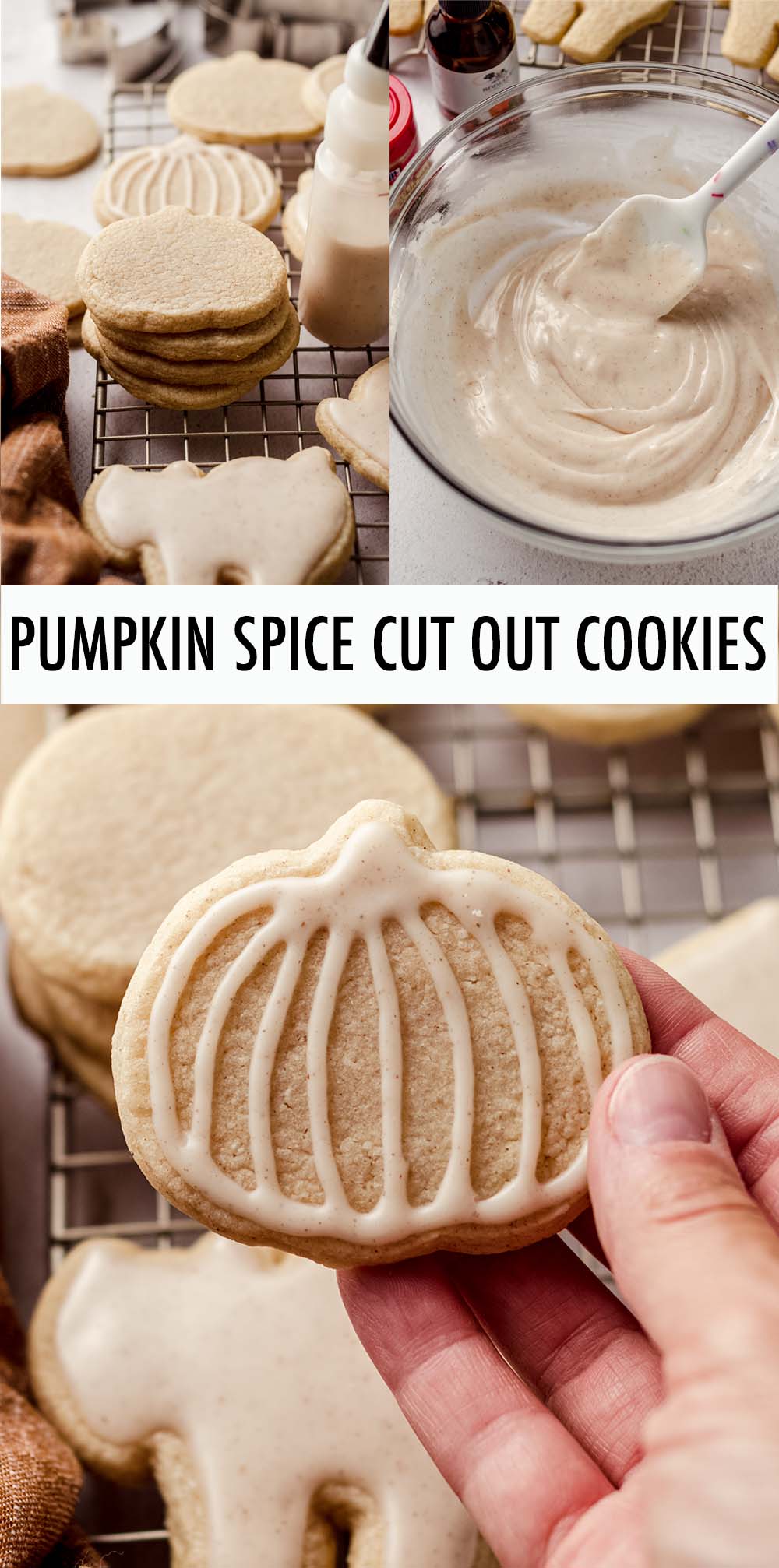 No dough chilling necessary for these pumpkin spiced, soft cut-out sugar cookies that are perfect for decorating with icing and sprinkles. Crisp edges, soft centers, and customizable in shape. Use my easy pumpkin spice royal icing recipe (included) to decorate them! via @frshaprilflours