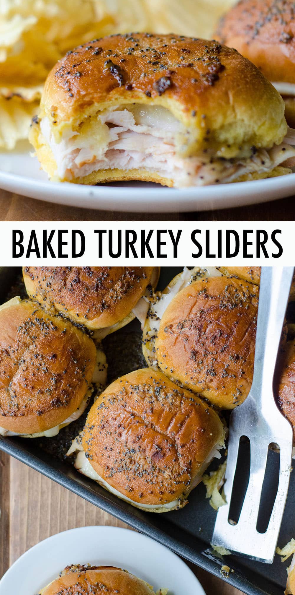 Easy baked turkey and cheese sliders covered in a simple honey mustard glaze. via @frshaprilflours