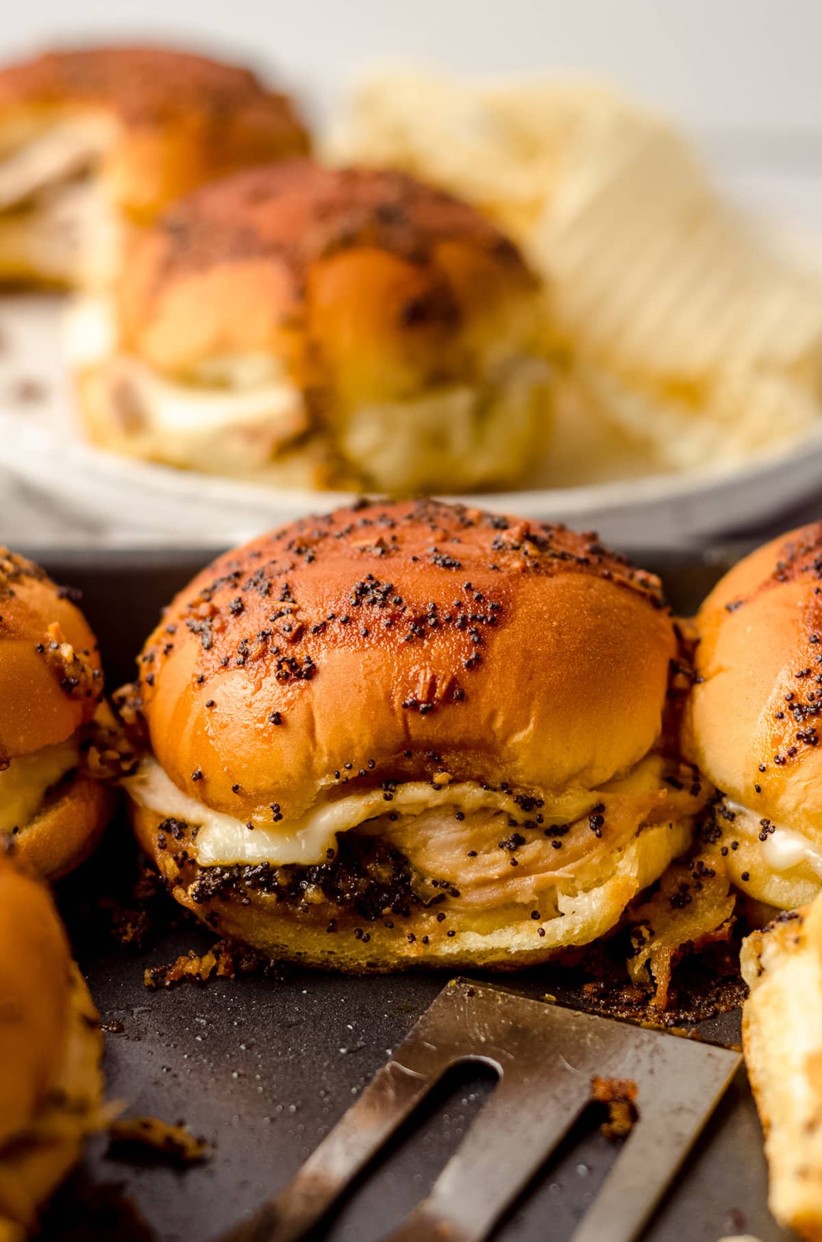 turkey sliders in a baking dish