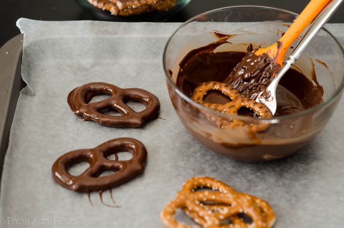 Homemade Chocolate Covered Pretzels: Make your own chocolate covered pretzels at home to stick in cookie trays or simply snack on!
