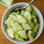 Zesty Cucumber Salad: An easy side dish or dip made with crispy cucumbers, sweet onions, peppy ranch flavors, and tangy rice vinegar. Jazz it up with a jalapeño!