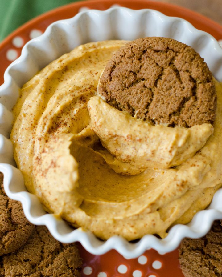 Pumpkin Dip: Creamy, spicy pumpkin dip sweetened with a touch of brown sugar, perfect for dipping cookies, apples, and graham crackers.