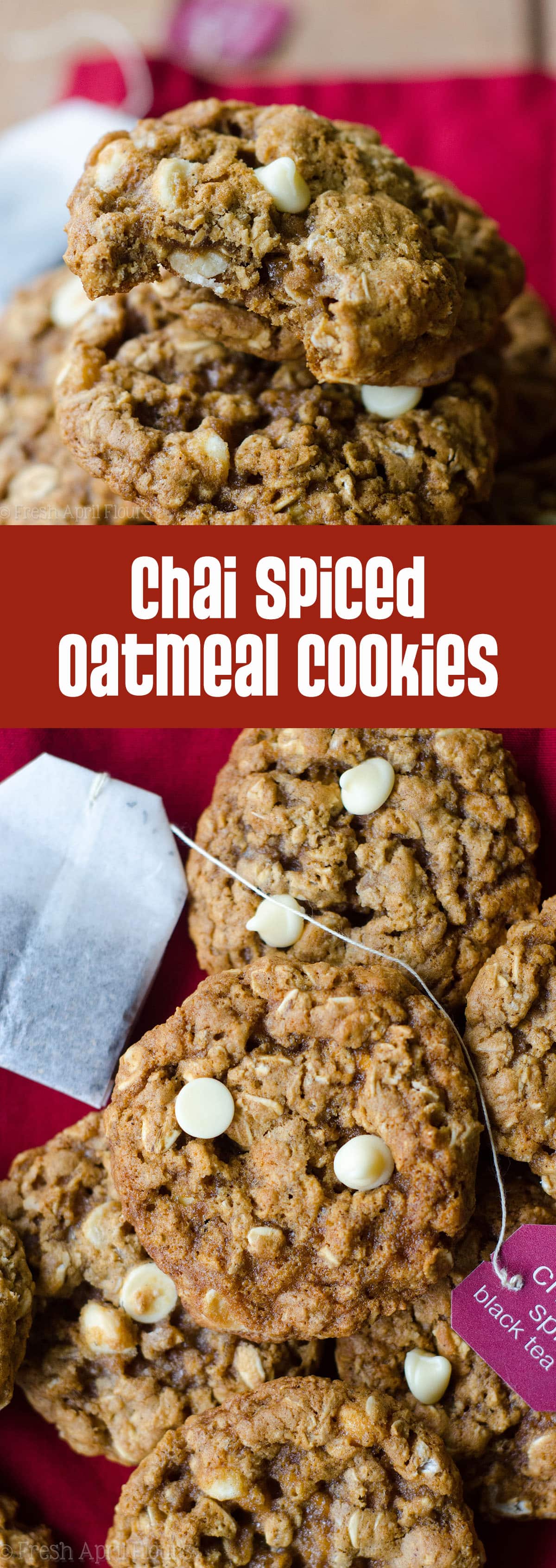 Chai Spiced Oatmeal Cookies: Classic oatmeal cookies get a spicy makeover with cinnamon, cardamom, and ginger. via @frshaprilflours