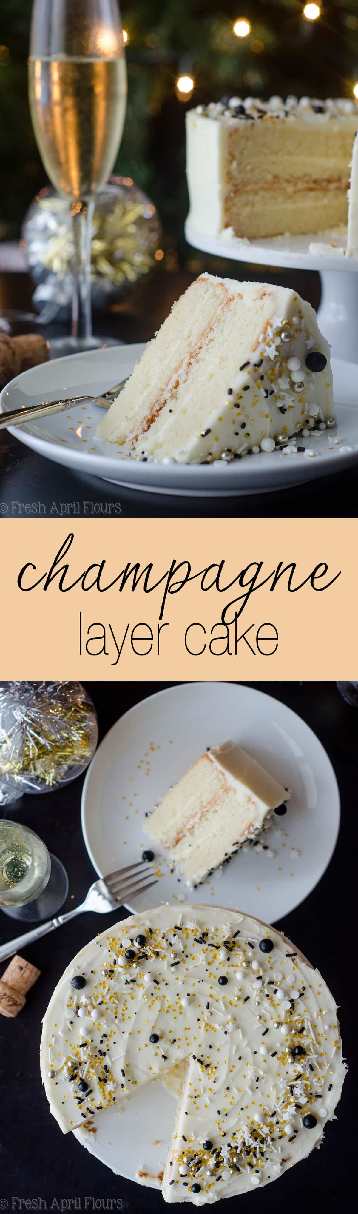 Fluffy and moist white cake packed with a punch of real champagne and topped with a spiked buttercream. via @frshaprilflours
