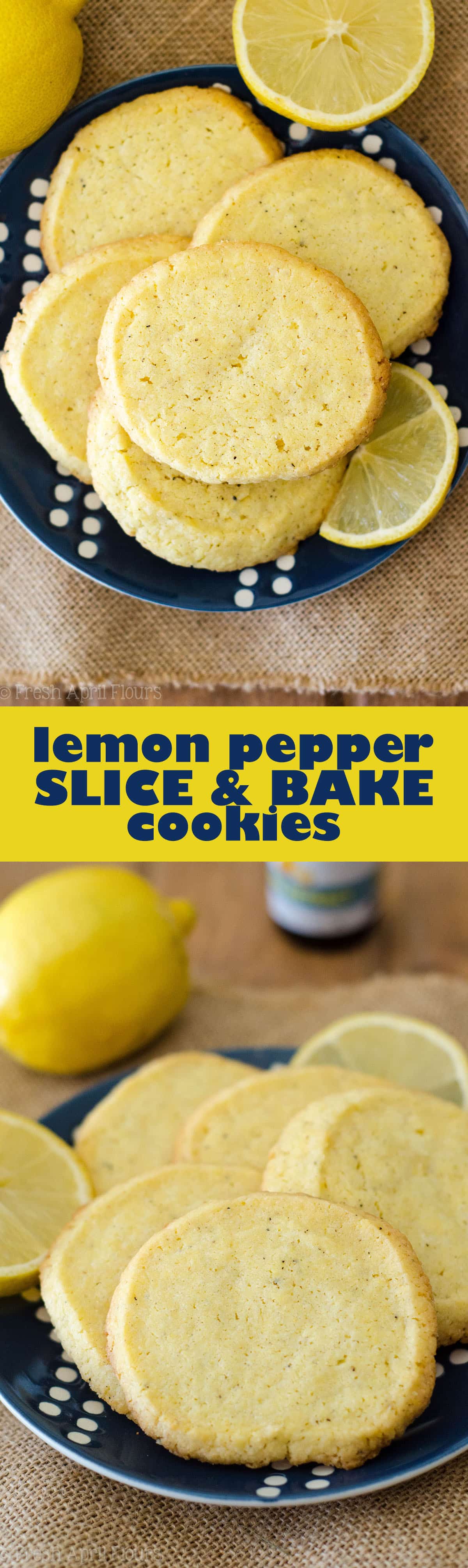 Lemon Pepper Slice & Bake Cookies: Sweet and tart lemon cookies, spiced with a hint of black pepper, and textured with crunchy cornmeal. via @frshaprilflours