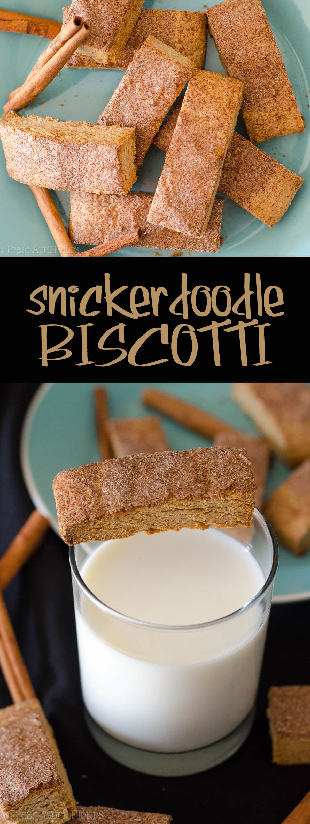 Snickerdoodle Biscotti: Cinnamon-spiced biscotti covered in a crunchy cinnamon sugar coating. It's just asking to be dunked in coffee! via @frshaprilflours