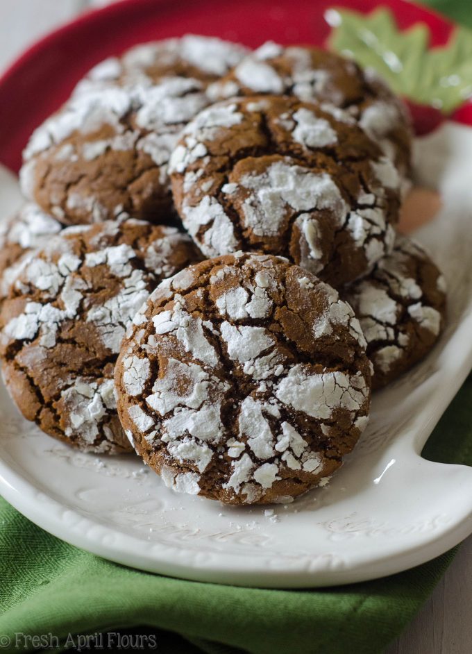 Gingerbread Crinkle Cookies: A crunchy, spicy cookie covered in sweet powdered sugar, perfect for dunking in a glass of eggnog.