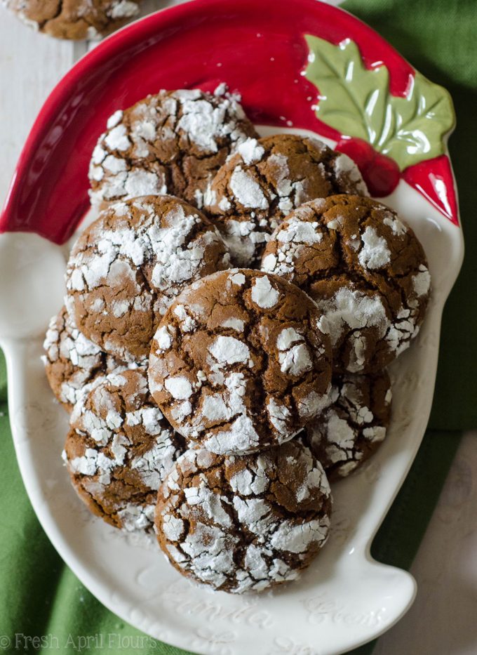 Gingerbread Crinkle Cookies: A crunchy, spicy cookie covered in sweet powdered sugar, perfect for dunking in a glass of eggnog.