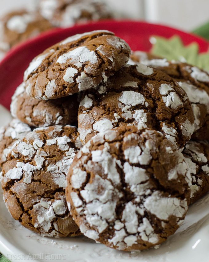 Gingerbread Crinkle Cookies: A crunchy, spicy cookie covered in sweet powdered sugar, perfect for dunking in a glass of eggnog.