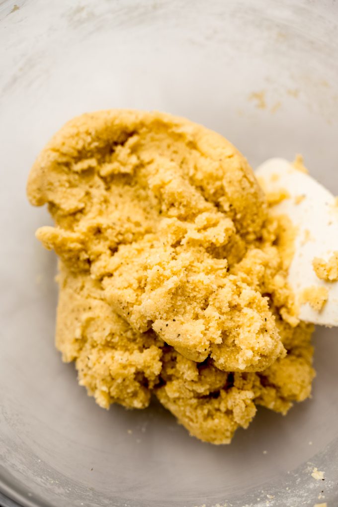 Lemon pepper slice and bake cookie dough in a bowl.