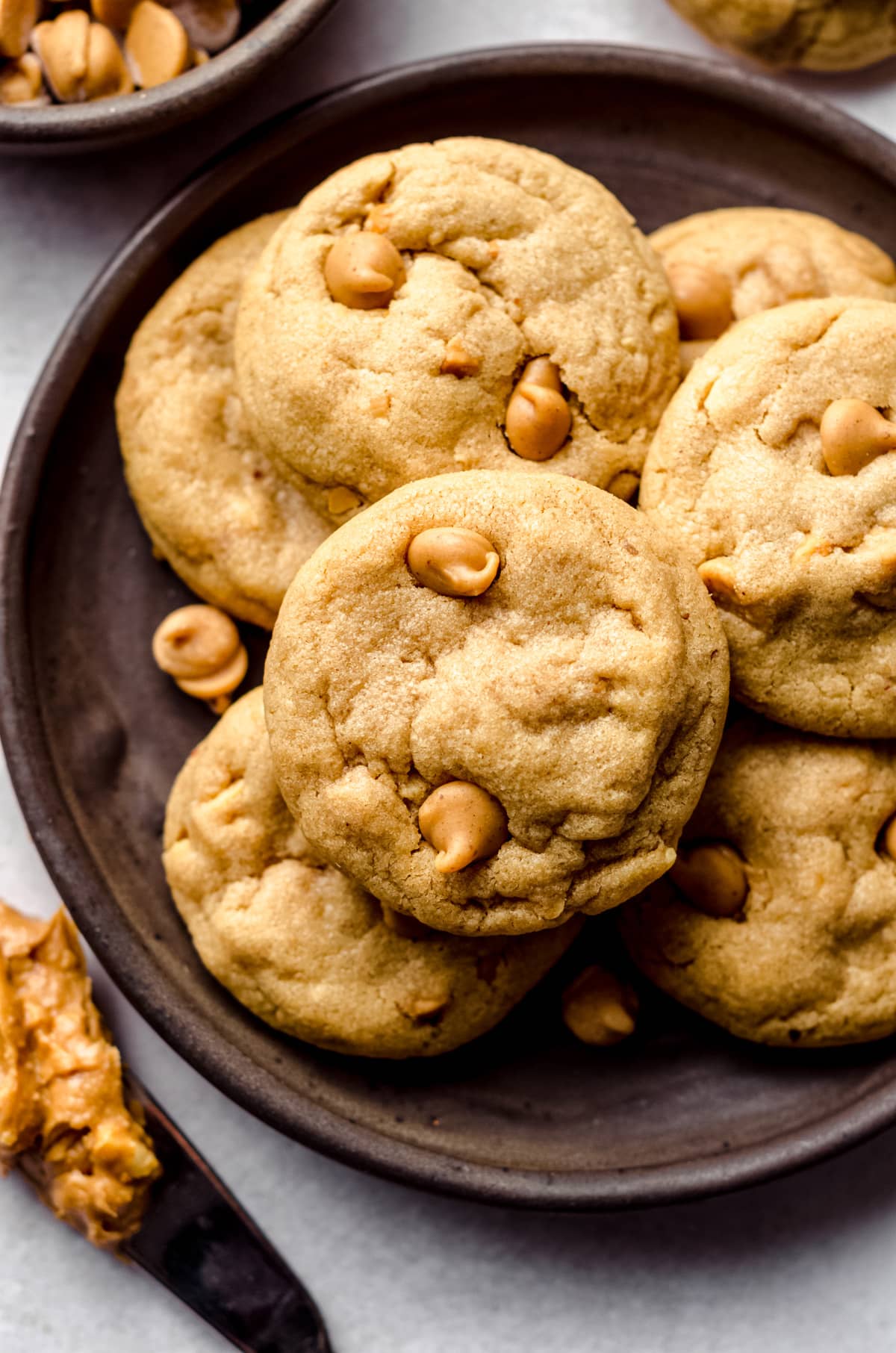 aerial photo of ultimate peanut butter cookies on a plate