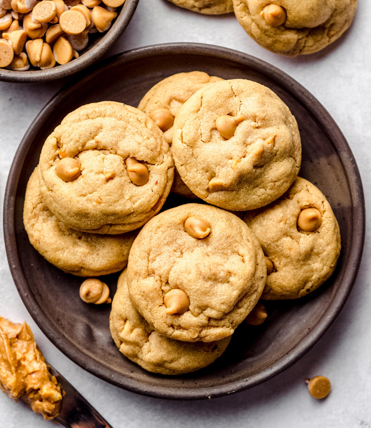 aerial photo of ultimate peanut butter cookies on a plate
