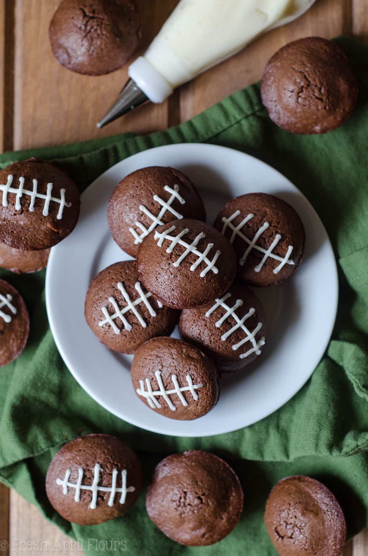 plate of football brownie bites