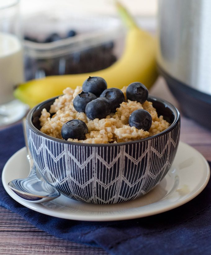 Instant Pot Steel Cut Oats: Everything you love about steel cut oats WITHOUT all the time it takes to cook them on the stove. Soft and fluffy and ready for all of your favorite add-ins!