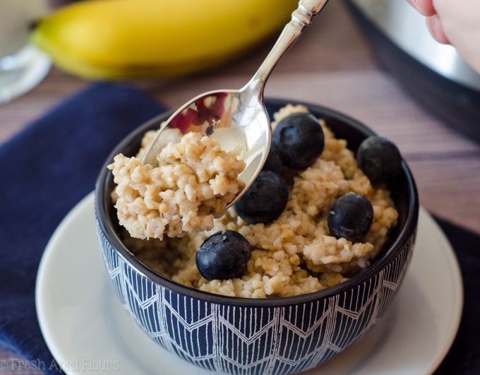 Instant Pot Steel Cut Oats: Everything you love about steel cut oats WITHOUT all the time it takes to cook them on the stove. Soft and fluffy and ready for all of your favorite add-ins!