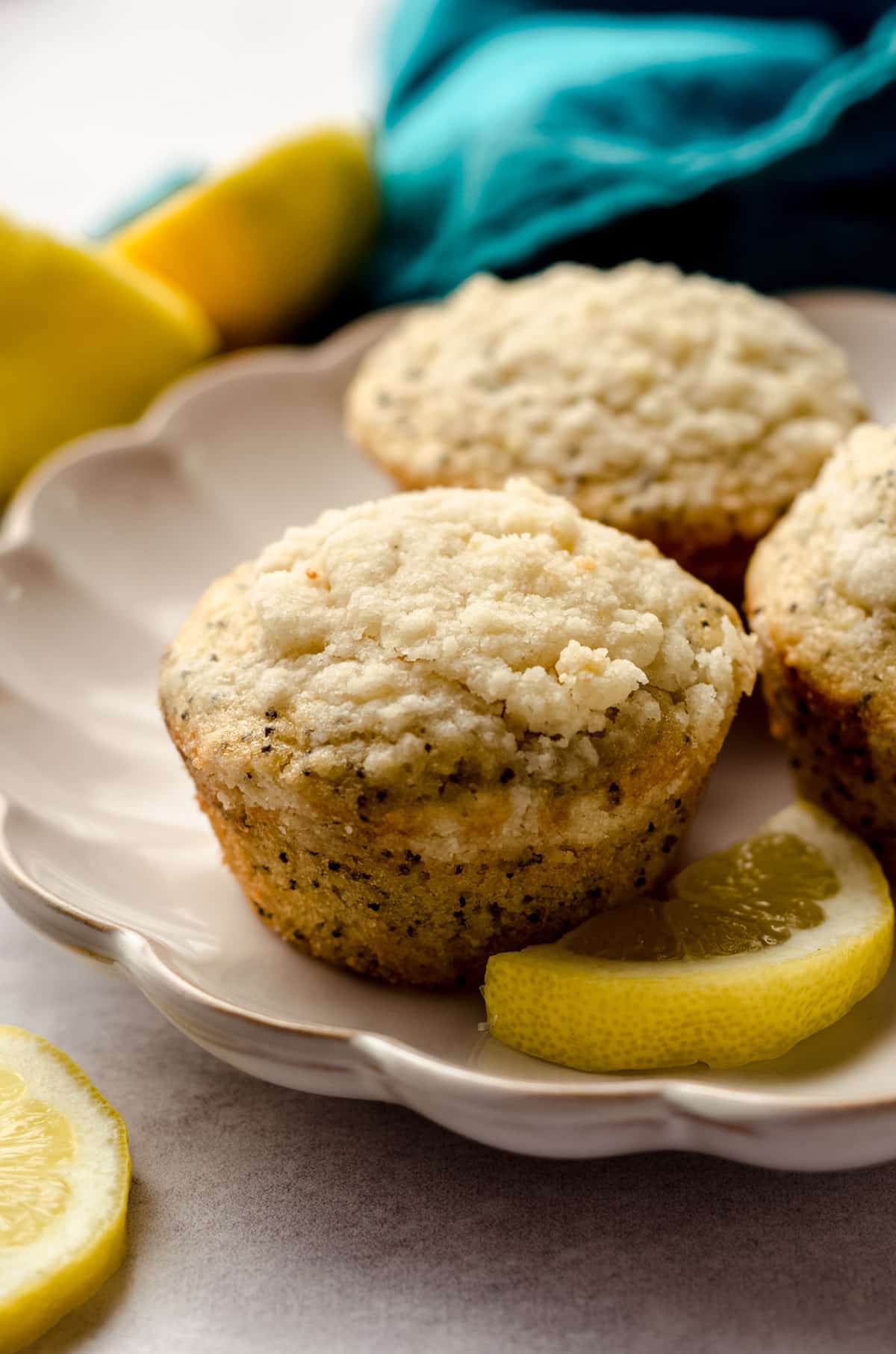 lemon poppyseed muffins on a plate