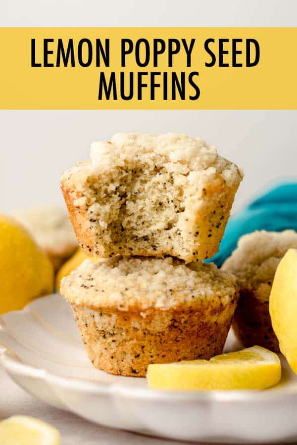 These moist and fluffy lemon muffins are dotted with poppy seeds and topped with a slightly crunchy lemon streusel topping. via @frshaprilflours