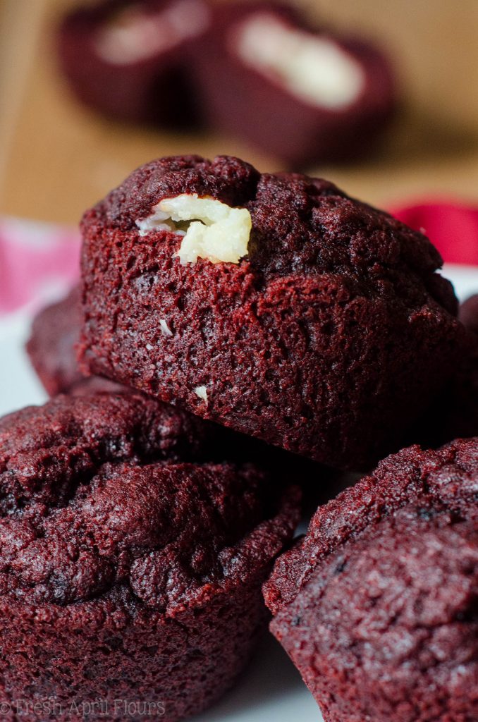 Cream Cheese Filled Red Velvet Muffins: All the red velvet flavor packed into a muffin, filled with lightly sweetened cream cheese filling.