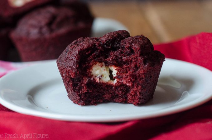 Cream Cheese Filled Red Velvet Muffins: All the red velvet flavor packed into a muffin, filled with lightly sweetened cream cheese filling.