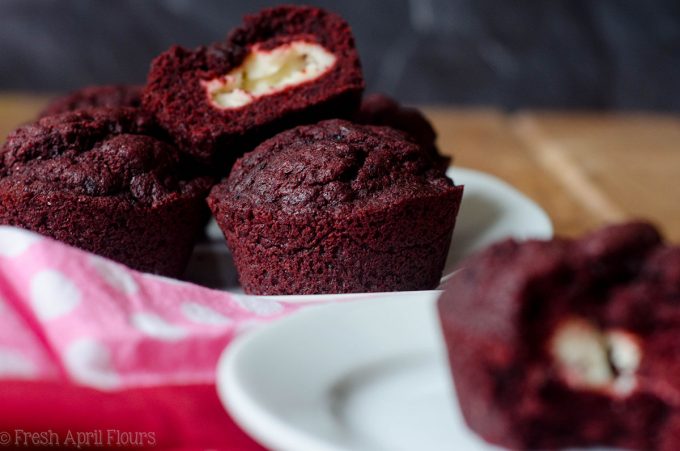 Cream Cheese Filled Red Velvet Muffins: All the red velvet flavor packed into a muffin, filled with lightly sweetened cream cheese filling.