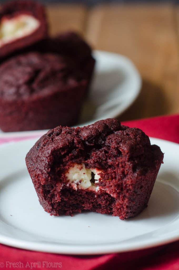 Cream Cheese Filled Red Velvet Muffins: All the red velvet flavor packed into a muffin, filled with lightly sweetened cream cheese filling.