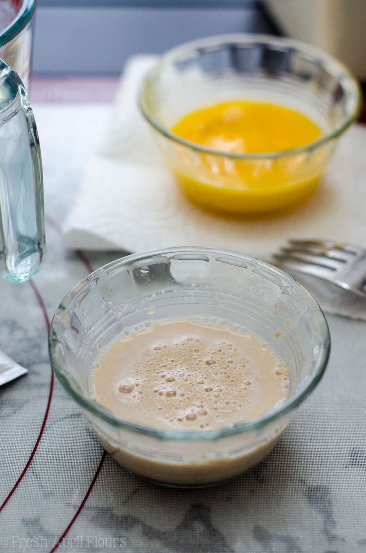 bowl of activating yeast