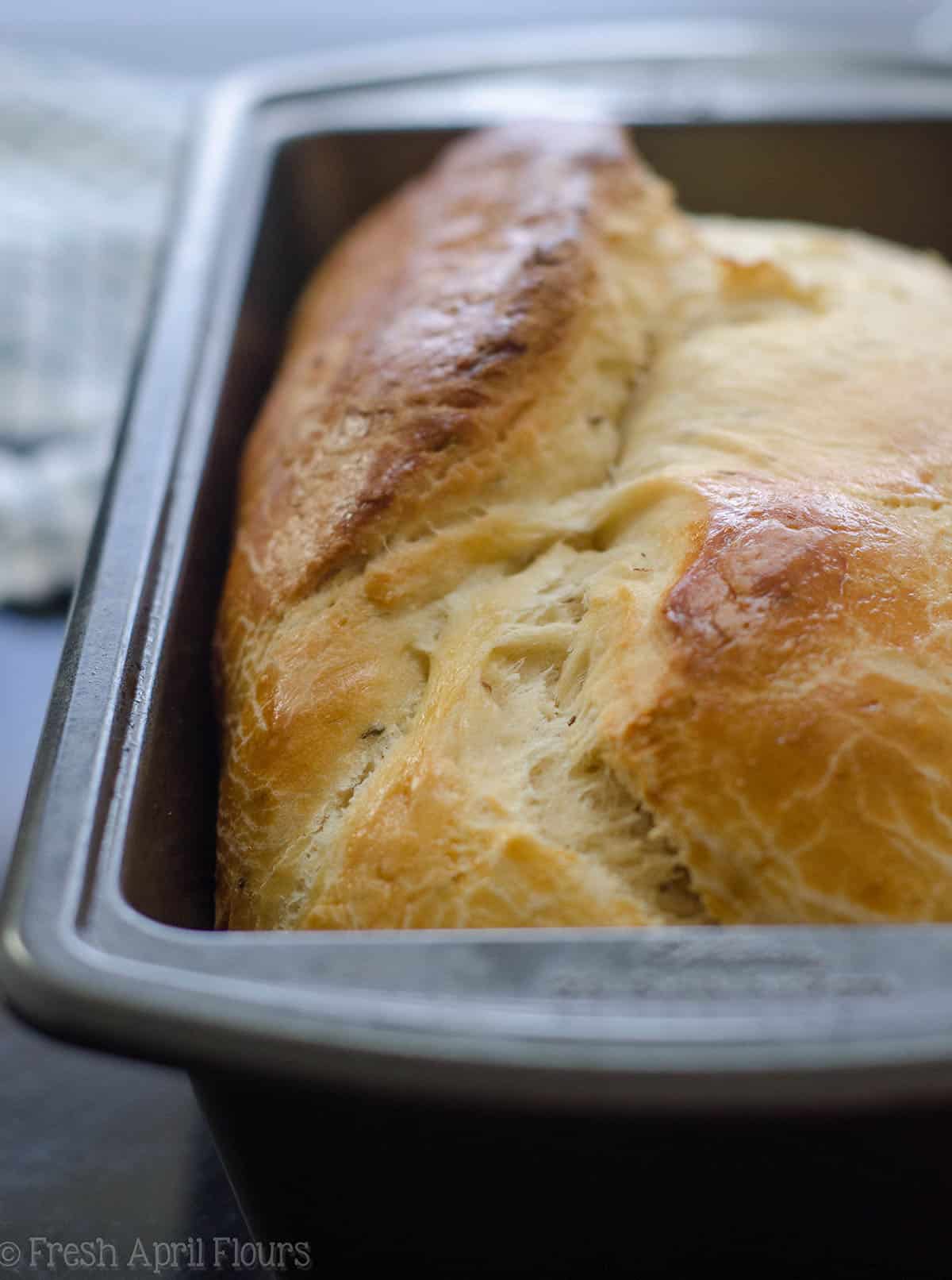 anise bread in a loaf pan