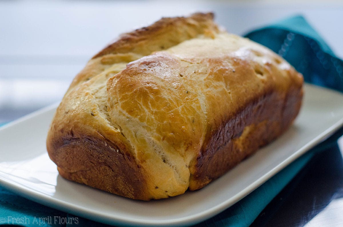 loaf of anise bread on a white plate