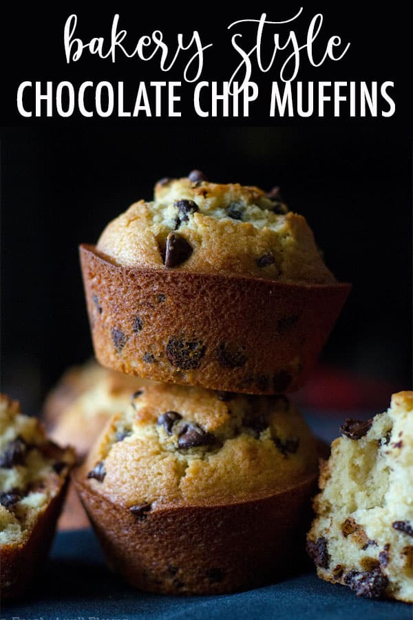 These bakery-style chocolate chip muffins are loaded with chocolate chips, and their crunchy crackled tops lead to a soft and tender crumb that is full of flavor. No need to search for another chocolate chip muffin recipe again! via @frshaprilflours