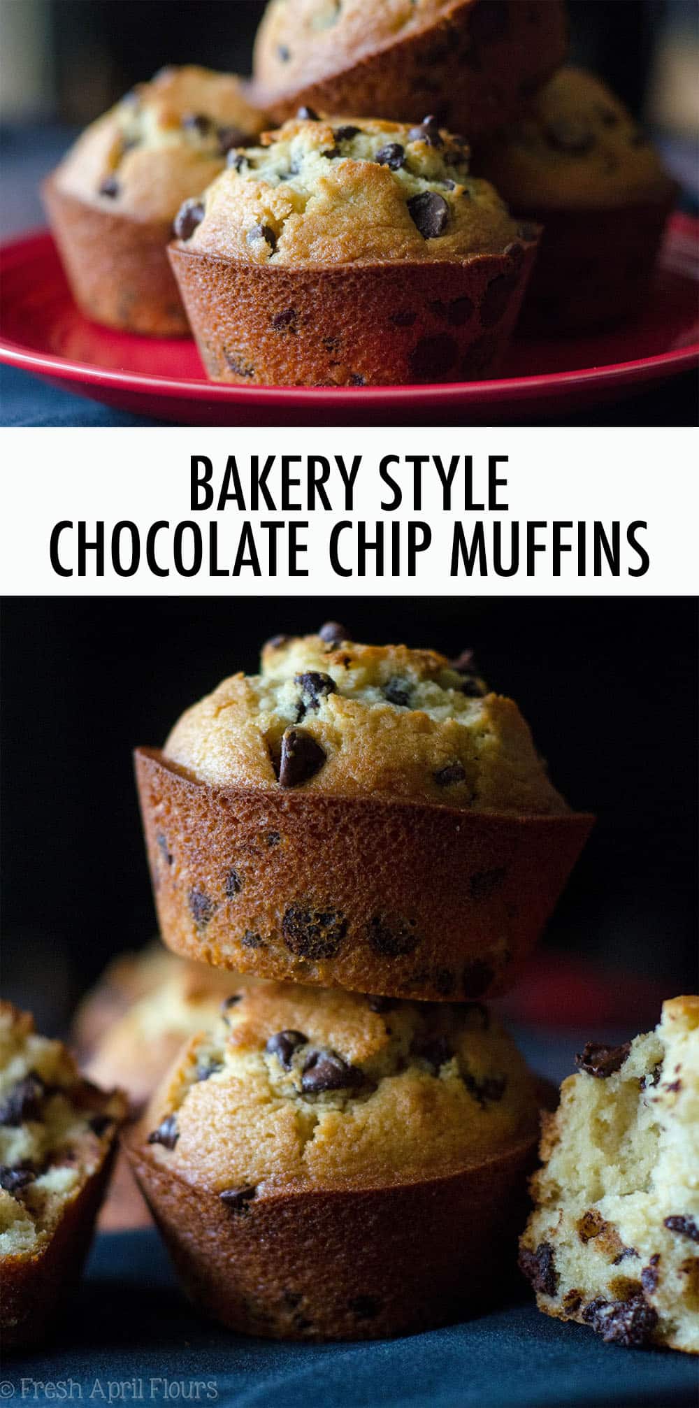Jumbo size buttery muffins stuffed with enough chocolate chips to rival your favorite bakery! via @frshaprilflours