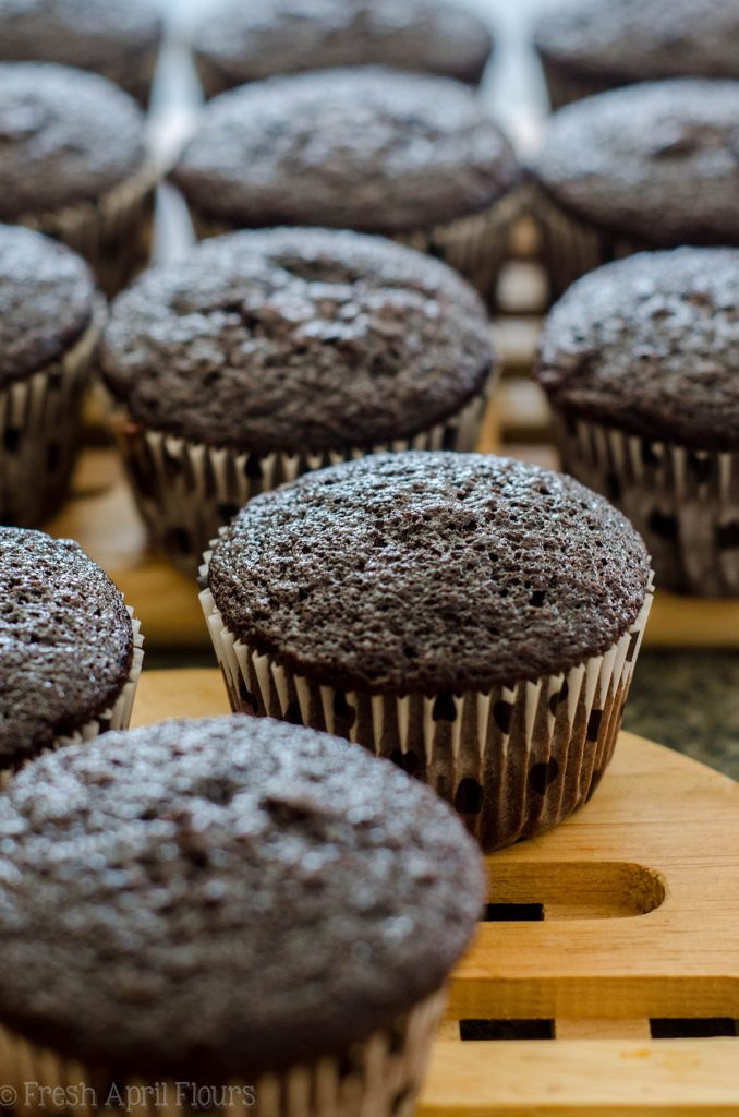 Mint Chocolate Chip Cupcakes: Dark chocolate chocolate chip cupcakes topped with creamy mint chocolate chip buttercream.