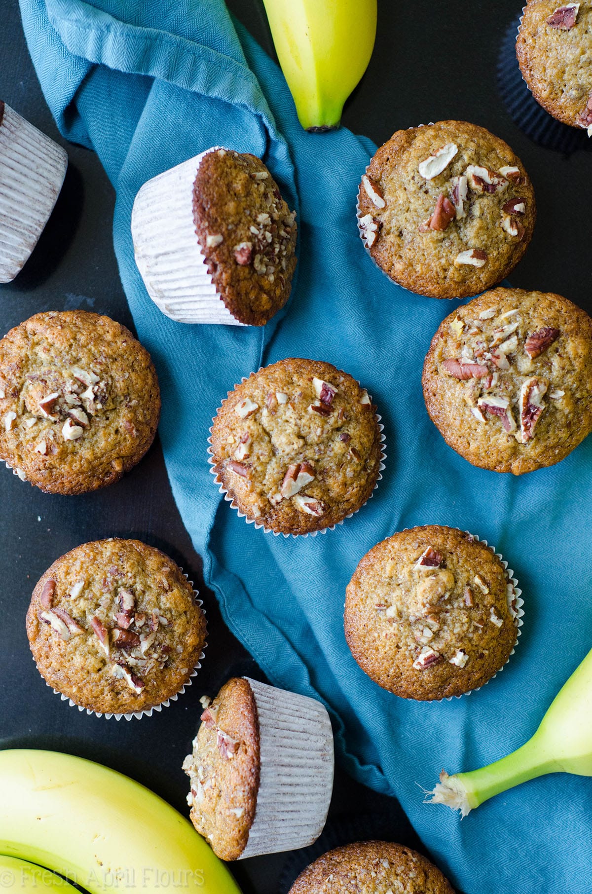 aerial photo of banana bread muffins