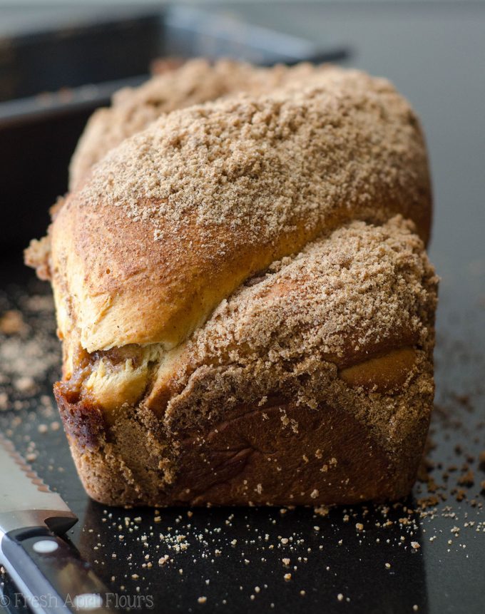 Cinnamon Babka: A simple twisted yeast bread with a cinnamon sugar filling and topped with cinnamon streusel. This loaf of bread tastes like a big cinnamon bun!