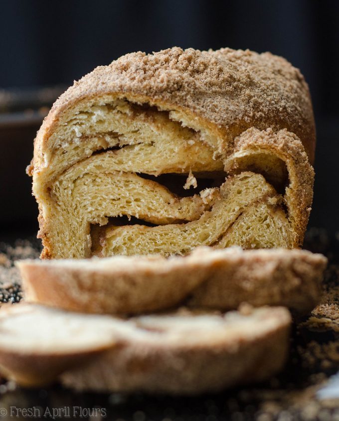 Cinnamon Babka: A simple twisted yeast bread with a cinnamon sugar filling and topped with cinnamon streusel. This loaf of bread tastes like a big cinnamon bun!