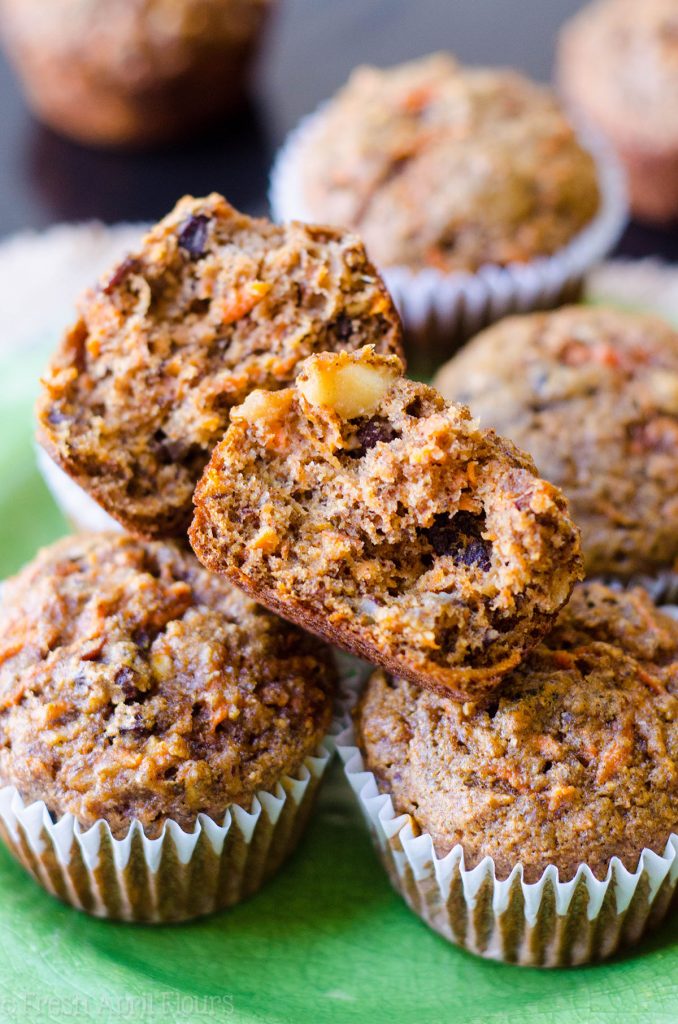 Morning Glory Muffins: Hearty whole wheat muffins packed with fruits, vegetables, nuts, and flaxseed to fill you up at breakfast time.