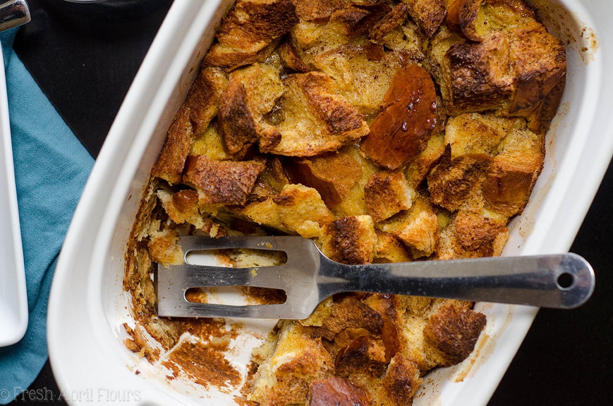 aerial photo of the best overnight french toast casserole

