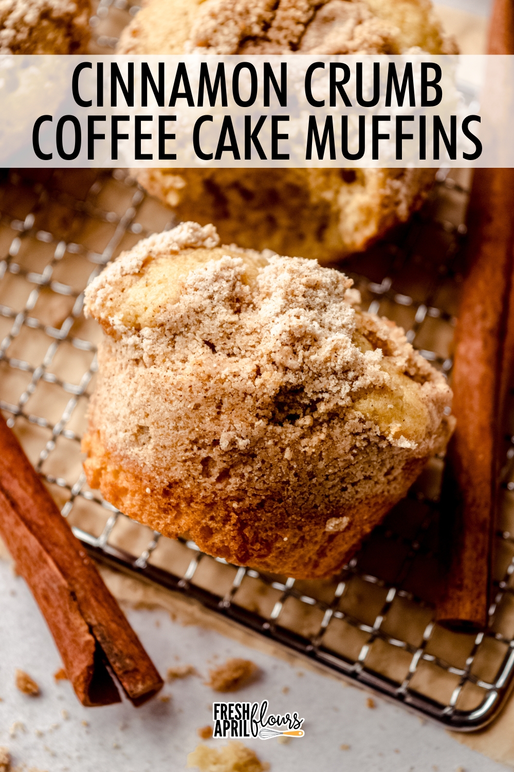 This perfect coffee cake muffin recipe produces moist and tender muffins with a sweet and buttery cinnamon crumb topping. See recipe notes for how to make these muffins bakery-size! via @frshaprilflours