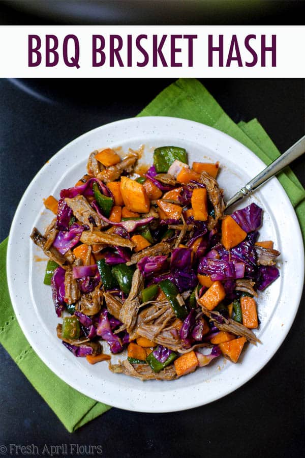 BBQ brisket gets a vegetable overhaul, combined with tender sweet potatoes, crunchy red cabbage, and spicy poblano and jalapeño peppers. via @frshaprilflours