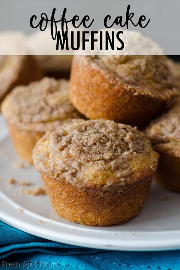 Buttery, brown sugar muffins topped with a cinnamon streusel are everything you love about coffee cake in handheld form! via @frshaprilflours